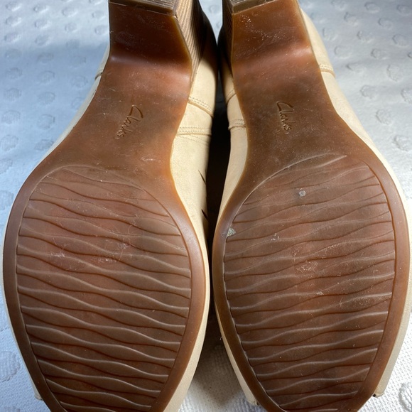 LADIES CLARKS OKENA POSH LEATHER ZIP CASUAL PEEP TOE HEELED MULES - Picture 7 of 16